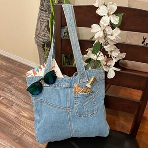 YMI Denim Boho Back Pocket Tote Purse